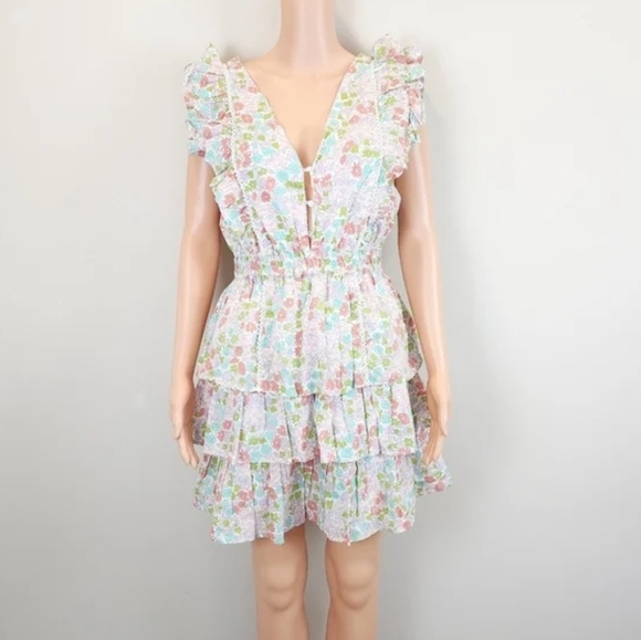 Love The Label Floral Cotton Layered Mini Dress - Picture 3 of 12